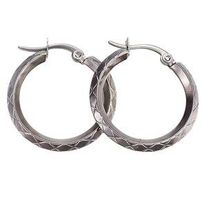 1 Inch 27mm Hoop Silver Tone Pierced Post Earrings